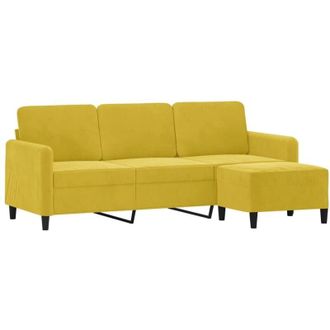 vidaXL Vidaxl - Divano a 3 Posti con Poggiapiedi Giallo 180cm in Velluto