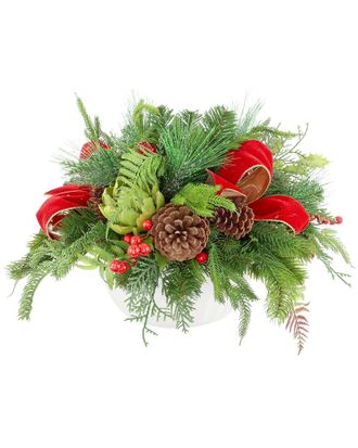 Creative Displays Inc. Handcrafted Holiday Centerpiece With Evergreens, Ferns, Artichokes & Berries
