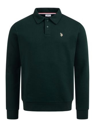 U.S.Polo Association USEthaan heren sweatpolo met lange mouwen - knoopsluiting & geborduurd logo