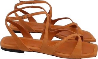 Jimmy Choo London Ayla Flat Sandals in Orange Suede