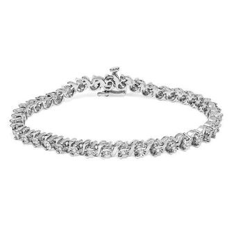 House of Brilliance Silver 1/4 Cttw Diamond Station and S Link Bracelet in White at Nordstrom