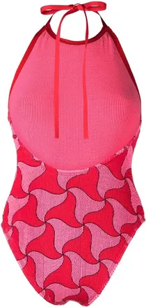 Bottega Veneta Crinkle Ghost Halterneck Swimsuit - Pink
