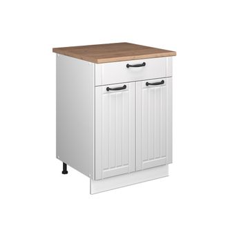 Vicco Mueble Bajo Para Fregadero/placa Fame-line, Blanco Casa De Campo/blanco, 60 Cm Con Caj&oacute;n, Et Roble, Vicco