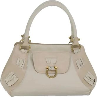 Ferragamo Pre-owned Handbags, female, White, Size: ONE SIZE Pre-owned Leather Shoulder Bag