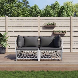 vidaXL Juego De Muebles De Jard&iacute;n 2 Piezas Con Cojines Acero Blanco Vidaxl