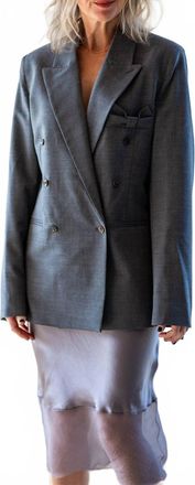 The Garment Grand Double Breasted Blazer In Grey Melange