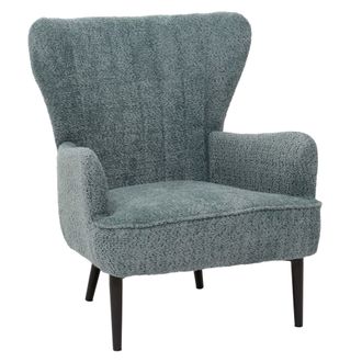 Hhg Nunca Usado] Sill&oacute;n Hhg 060, C&oacute;ctel/sill&oacute;n De Orejas Sill&oacute;n Tapizado Retro Vintage Tejido Chenilla (500g/m&sup2;) Oeko-tex, Azul-verde