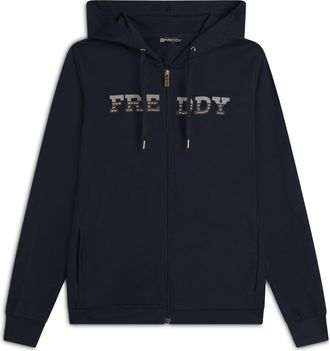 Freddy Felpa comfort grafica dorata con zip e cappuccio
