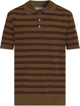 Moncler Polo Shirt met Logo Patch - Heren - Polos - Bruin - S - Katoen - Tops