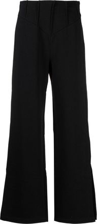 GCDS wide-leg cotton-jersey trousers - women - Cotton - L - Black