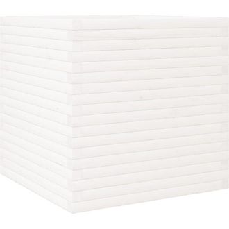 vidaXL Jardinera De Madera Maciza De Pino Blanca 70x70x68,5 Cm Vidaxl
