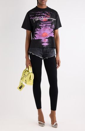 Balenciaga Medium Fit Distressed Sacr&eacute; Couer Graphic T-Shirt in 1000 Black at Nordstrom, Size X-Large
