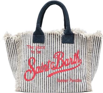 MC2 Saint Barth Vertical Stripe Tote Bag with Frayed Edges