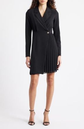 Vince Camuto Rhinestone Detail Long Sleeve Stretch Crepe Dress in Black at Nordstrom Rack, Size 10