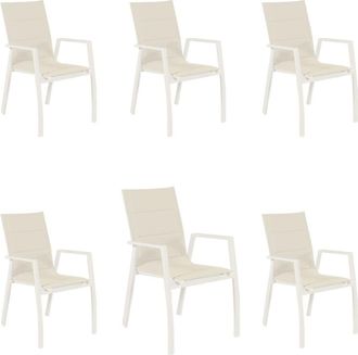 EDÈN JARDÍ Pack 6 sillones de terraza fácil secado blanco envejecido