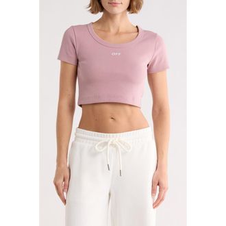 Off-white Ribbed Crop T-Shirt in Woodrose at Nordstrom Rack, Size X-Large