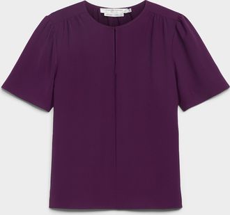 Contemporaine Womens Slit-collar flowy crepe blouse