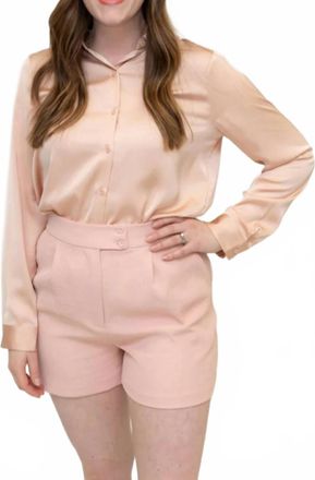 Skies Are Blue Clothing Beckett Satin Button Down In Shimmering Rosewood