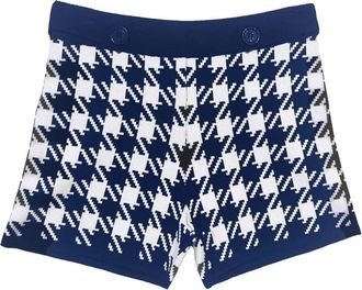 Fleur du Mal houndstooth-intarsia knitted shorts - women - Viscose/Nylon - S - Blue