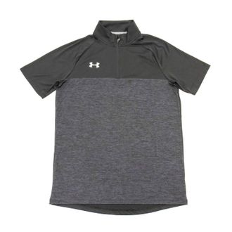 Under Armour Mens Locker Jacquard Quarter Zip Shirt Top In Black