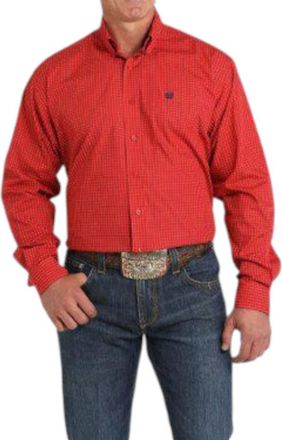 Cinch Mens Long Sleeve Shirt In Red