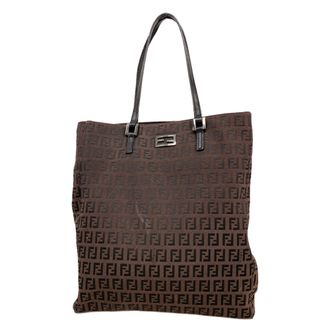 Fendi Dark Brown Nylon Canvas Tote Bag (Pre-Owned)