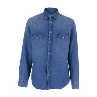 Jacob Cohen Denim Western Shirt - Heren - Spijkeroverhemden - Blauw - S - Denim - Overhemden