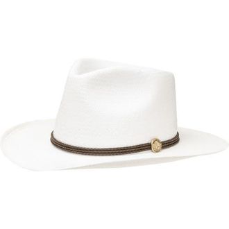 Stetson Woodrow Straw Hat in Bleach/black Band at Nordstrom, Size Small