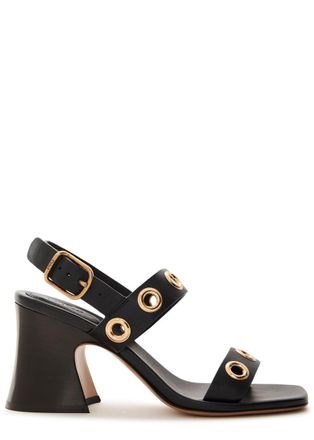 Chlo&eacute; Janis 80 Eyelet-embellished Leather Sandals - Black - 36 (IT36/ UK3)