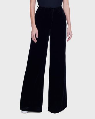L'agence Pilar Velvet Wide-Leg Pants
