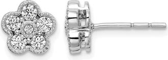 Diamond2Deal 14k Gold 1/2 ct Lab Grown Diamond Floral Stud Earrings VS Clarity, D-E Color