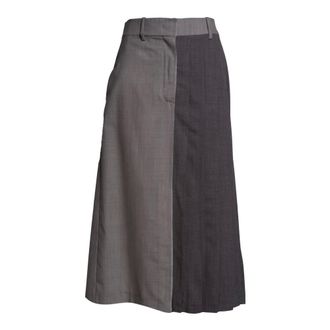 Erika Cavallini Semi Couture Midi Skirts, female, Multicolor, Size: M Ankle-Length Asymmetric Pleated Skirt