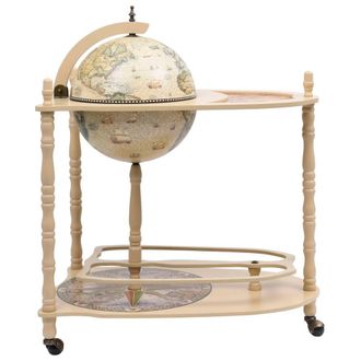 Berkfield Home Table Freestanding Globe Bar Wind Stand Eucalyptus Wood Green in Light Beige
