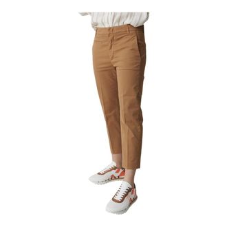Dondup Ariel Cropped Broek - Dames - Vrijetijds broeken - Beige - W25 - Katoen - Broeken