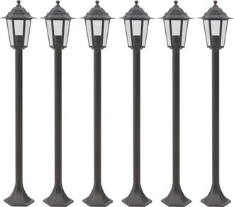 vidaXL Lampioni Da Giardino 6pz E27 110 Cm Alluminio Bronzo - Vidaxl