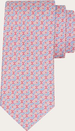 Ferragamo Men Gancini square print silk tie Pink