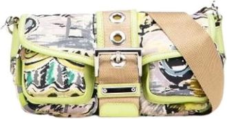Prada Pre-owned Shoulder Bags, female, Green, Size: ONE SIZE Pre-owned Vintage Nylon Shoulder Bag