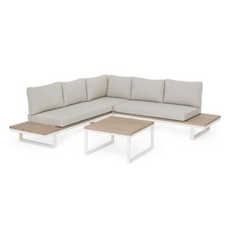 Konte Design Conjunto de sal&oacute;n de jard&iacute;n en esquina con cojines beige