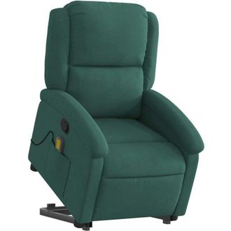 vidaXL Poltrona Alzapersona Reclinabile Verde Scuro in Velluto - Vidaxl