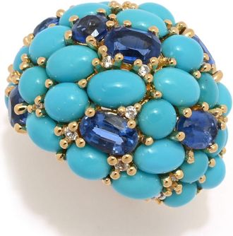 Muse 18K Vermeil Sleeping Beauty Turquoise, Kyanite & Zircon Dome Ring