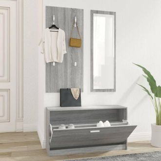 vidaXL Set Scarpiere 3 in 1 grigio sonoma in Legno Multistrato - Vidaxl