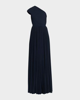 Michael Kors Pleated One-Shoulder Gown