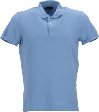 Tom Ford Tom Ford Piqu&eacute; poloshirt met korte mouwen van blauw katoen