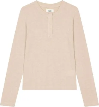 TOMBOY Henley-neck T-shirt - women - Cotton/Polyester/Elastane/Wool/Rayon - OS - Neutrals