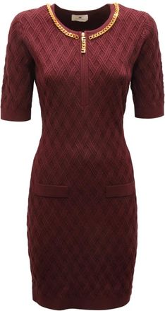 Elisabetta Franchi Gebreide Jurk - Dames - Kleedjes - Bruin - L - Kleedjes