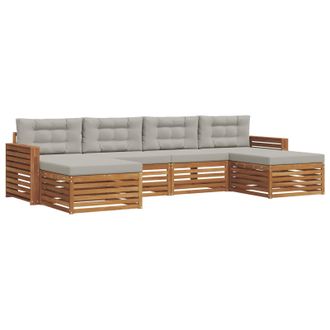vidaXL Juegos De Sof&aacute;s Con Coj&iacute;n 6 Pcs Gris Natural Y Claro Vidaxl