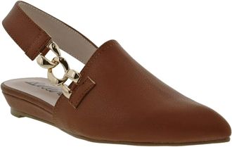 Bellini Womens Bellini Fret Flat Brown Pointed Toe Adjustable Strap Slingback ZAP1730