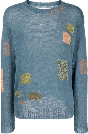 Story mfg. Spinning geometric intarsia-knit jumper - unisex - Organic Cotton - S - Blue