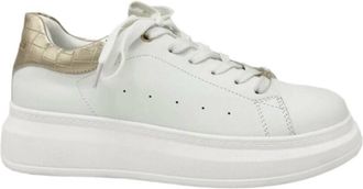 Renato Garini Womens Platform Laced Sneakers In White/gold