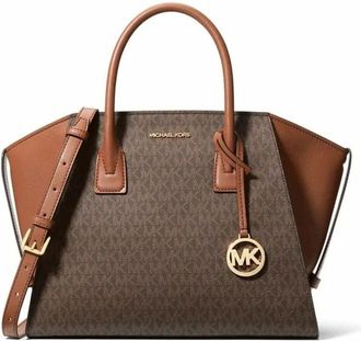 Michael Kors Avril Large Signature Logo Satchel - Dames - Tassen - Bruin - Maat: ONE Size